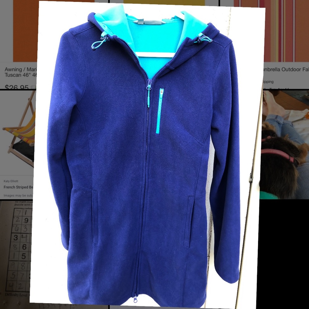 Athleta blue jacket fleece size Small